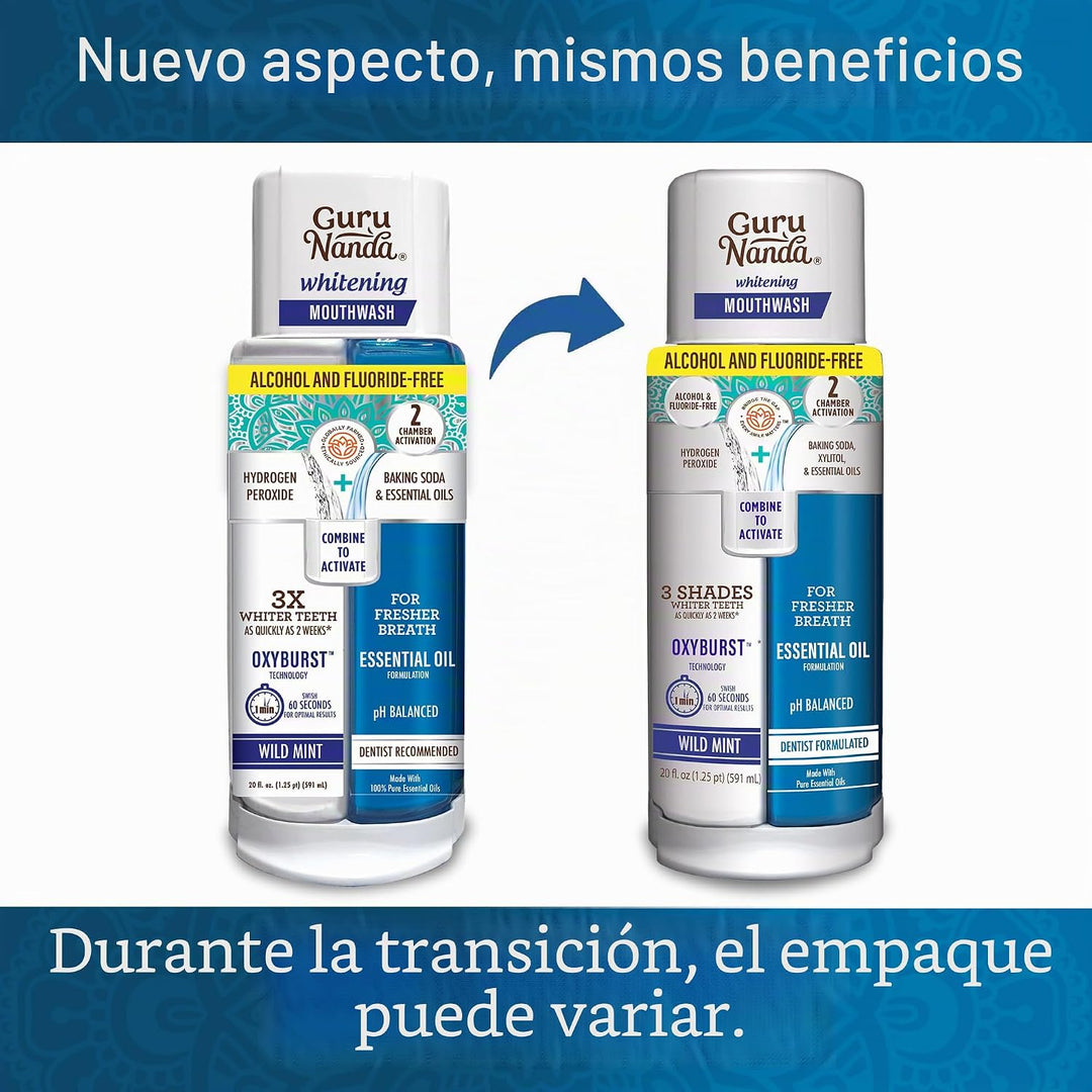 GuruNanda Enjuague Bucal Blanqueador de Dientes de Doble Barril Oxy...