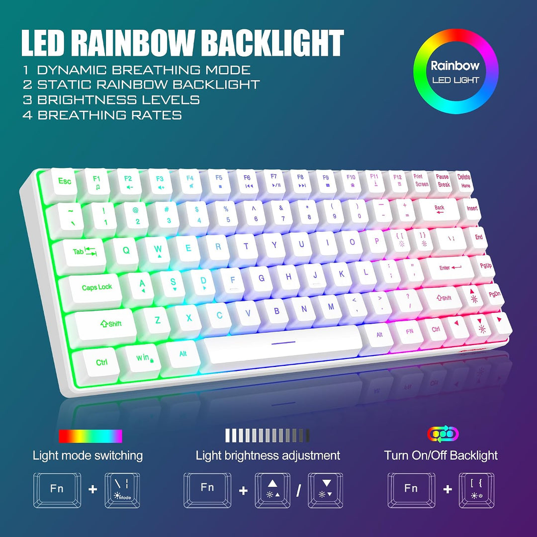 RedThunder K84 Combo de Teclado y Mouse Inalámbrico, Batería Recarg...