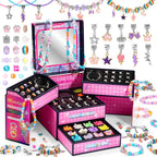 BLmukce Kit de creación de amistad para niñas, kit de fabricación de pulseras de cuentas de joyería para niños de 8 a 12 años, kit de manualidades de collar de dijes, regalos de cumpleaños de Navidad