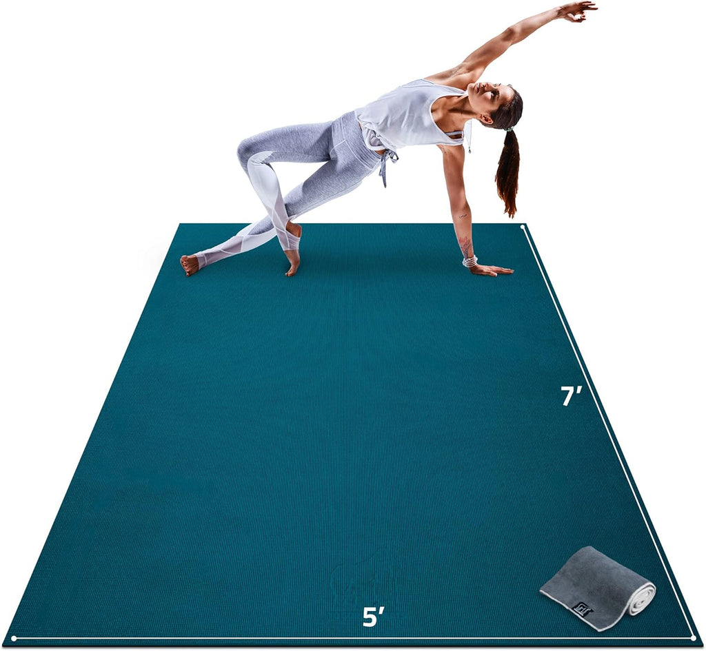 Gorilla Mats Esterilla de Yoga Premium Grande – 6 x 4 pies, 7 x 5 pies (8mm) extra gruesa y ultra cómoda, antideslizante, esterilla de ejercicio descalzo – funciona muy bien en cualquier suelo para