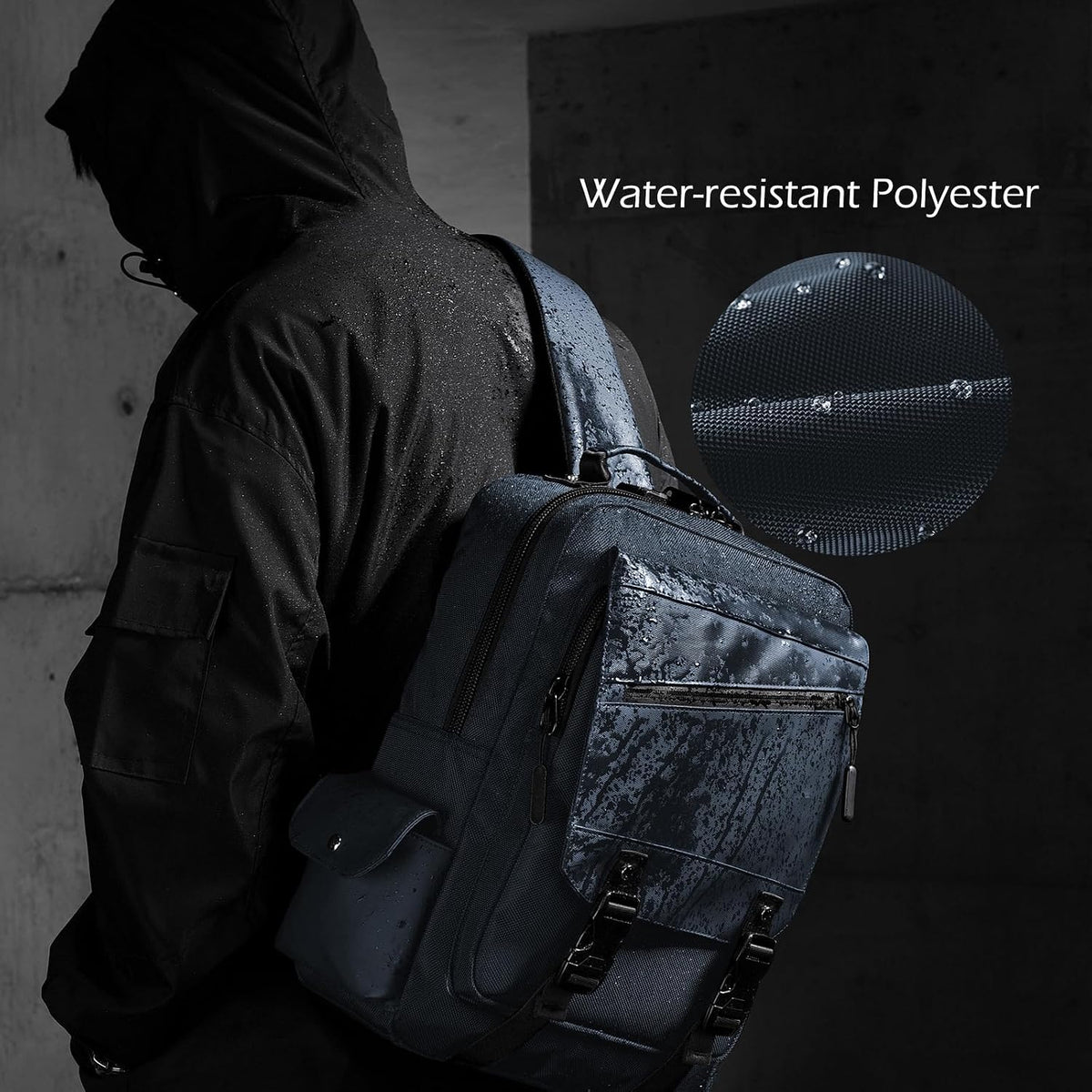 Bolsa de mensajero resistente al agua para hombre: resistente a la lluvia ligera de 10 minutos