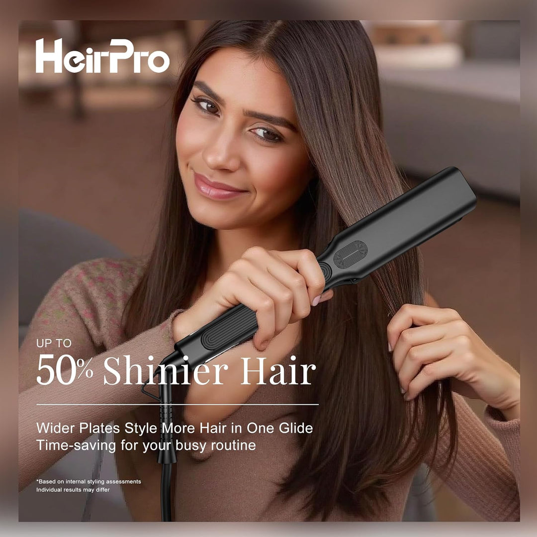 HeirPro Plancha de cerámica con placa flotante 3D, plancha de pelo...