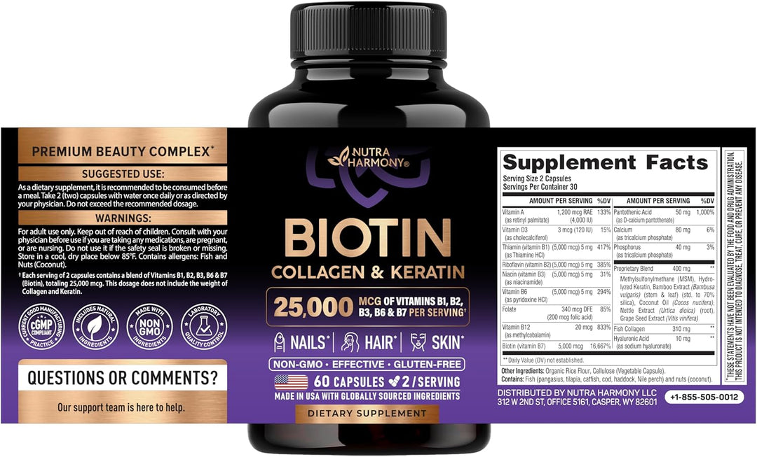 Biotina | Colágeno | Ácido hialurónico | Queratina - Vitaminas para...