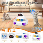 MOHAYA Juguetes para gatos, juguete interactivo 4 en 1 para gatos de interior con láser, mariposa aleteante, plumas en movimiento y bolas de pista, juguete para gatitos recargable por USB (blanco)