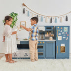 Teamson Kids Little Chef Atlanta Modular Play Kitchen, Blue/blanco/Gold