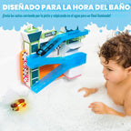 Tub Works® Splash Wheels™ Bathtime Raceway Car Ramp Toddler Bath Toy | Race Car Track con 2 Water-Activated Light-Up Racers | Light Up Bath Toys Flash & Change Colors | Engaging Bathtub Toys para Kids