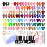 Coscelia Kit de 73 esmaltes de uñas de gel con luz UV, 60 botellas...