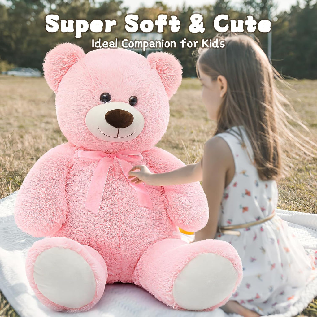 MorisMos Oso de Peluche Gigante de 3 Pies - 36 Pulgadas, Oso de Peluche Rosa Grande para Novia, Novio, Esposa, Mamá, Prometido, Regalo de San Valentín, Oso de Peluche Grande para Baby Shower