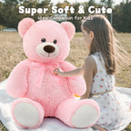 MorisMos Oso de Peluche Gigante de 3 Pies - 36 Pulgadas, Oso de Peluche Rosa Grande para Novia, Novio, Esposa, Mamá, Prometido, Regalo de San Valentín, Oso de Peluche Grande para Baby Shower
