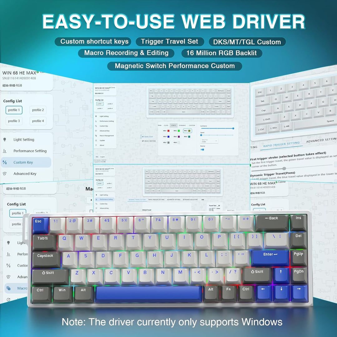 AULA WIN68 HE MAX - Teclado de Juegos con Efecto Hall y Interruptor...