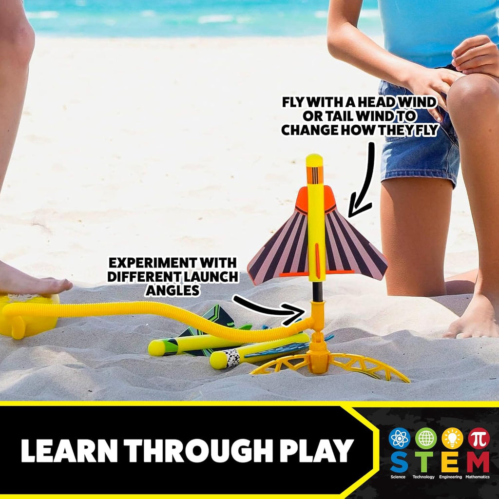 Stomp Rocket Stunt Plane Rocket Launcher Toy para Kids - 3 Foam Airplane Toy