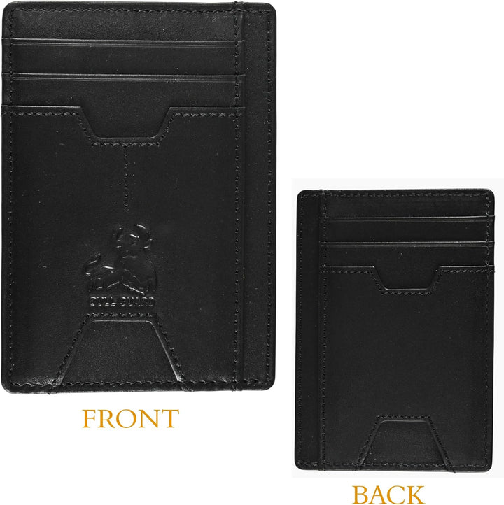 BULL GUARD Cartera delgada de piel con bloqueo RFID para hombre con...