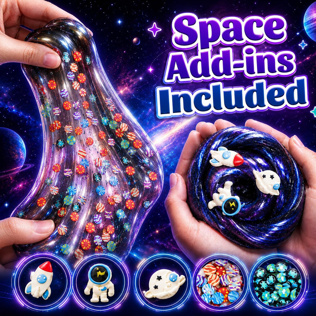 Kit de slime y masilla Galaxy para niños, 6 frascos de tamaño completo, 3 x 4 onzas líquidas de slime cósmico y 3 masillas que cambian de color de 3.2 onzas con complementos espaciales