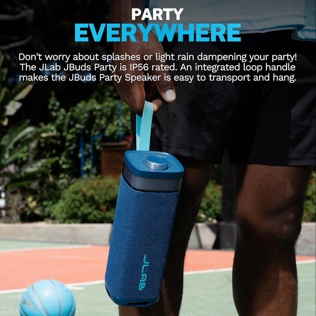 JLab, JBuds Party Altavoz Bluetooth portátil, impermeable, iluminac...