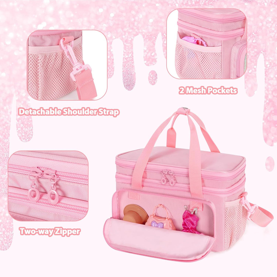 GRAOSO Estuche de transporte compatible con ropa de muñeca, organiz...