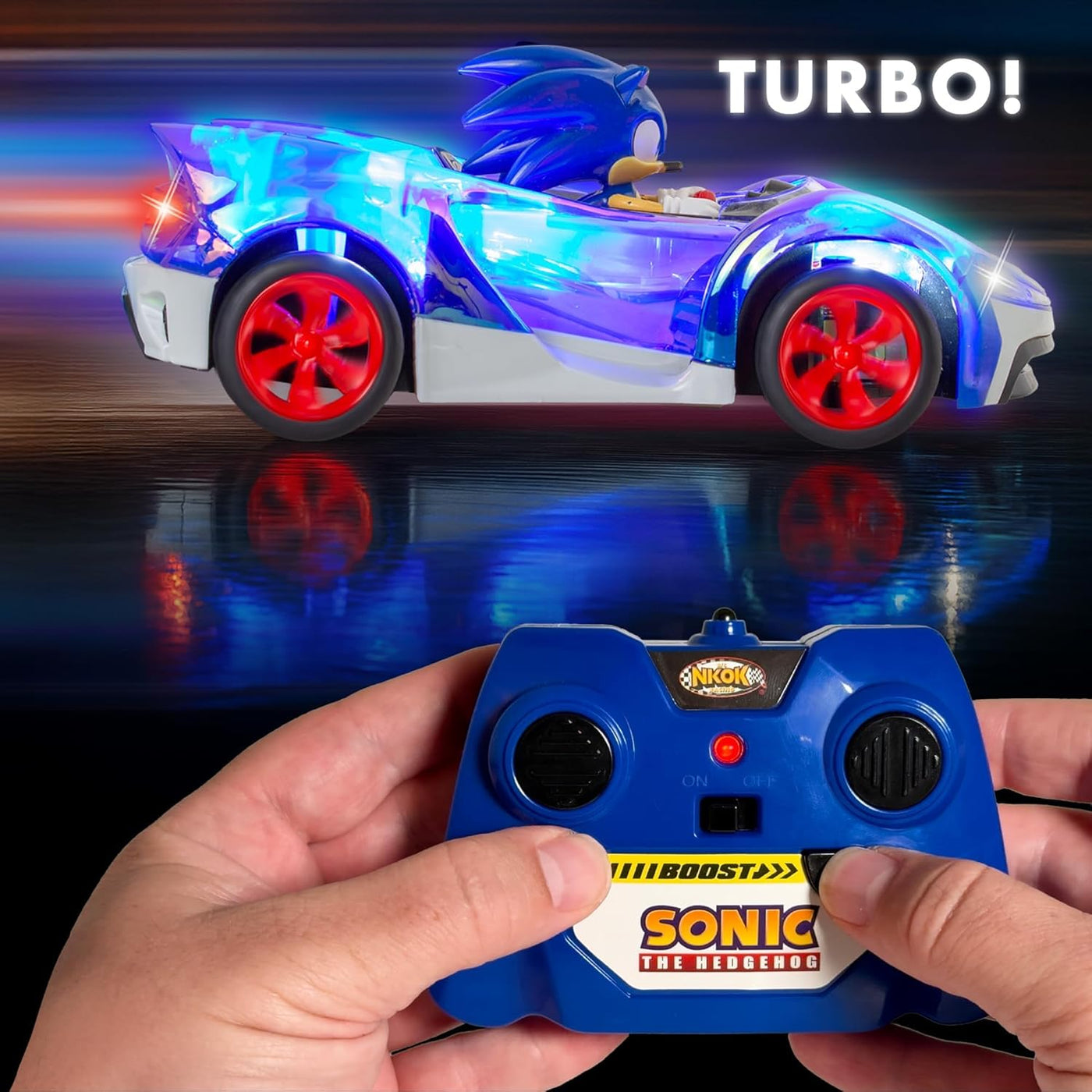 NKOK Team Sonic Racing R\/C Ready to Run Sonic Glow Racer con Turbo...