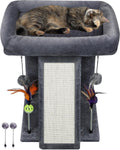 TWDEPART Árbol de gato con torre y poste para arañar para gatos de interior, centro de actividades, árbol para escalar con tablero para rascar y pelotas de juguete, gris