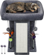 TWDEPART Árbol de gato con torre y poste para arañar para gatos de interior, centro de actividades, árbol para escalar con tablero para rascar y pelotas de juguete, gris