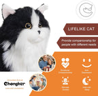 Chongker Animales de peluche hechos a mano con forma de gato realista para adultos, Negro y blanco