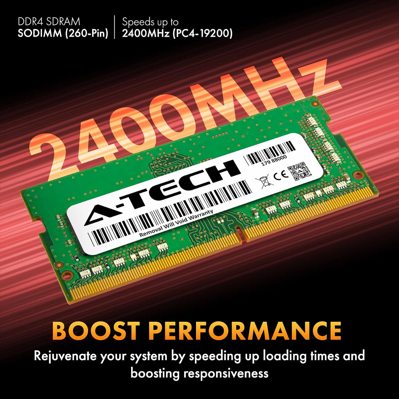 A-Tech 8 GB DDR4 2400 MHz SODIMM PC4-19200 (PC4-2400T) CL17 Módulo...
