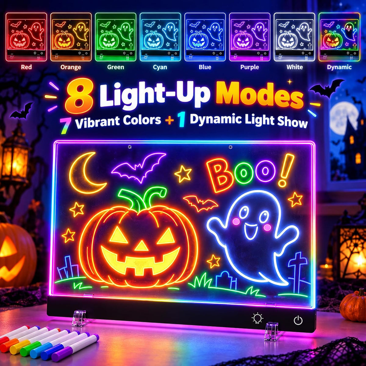 Tablero de dibujo LED recargable de 16 pulgadas | Artes y manualidades de Halloween para niños de 4 a 6 años