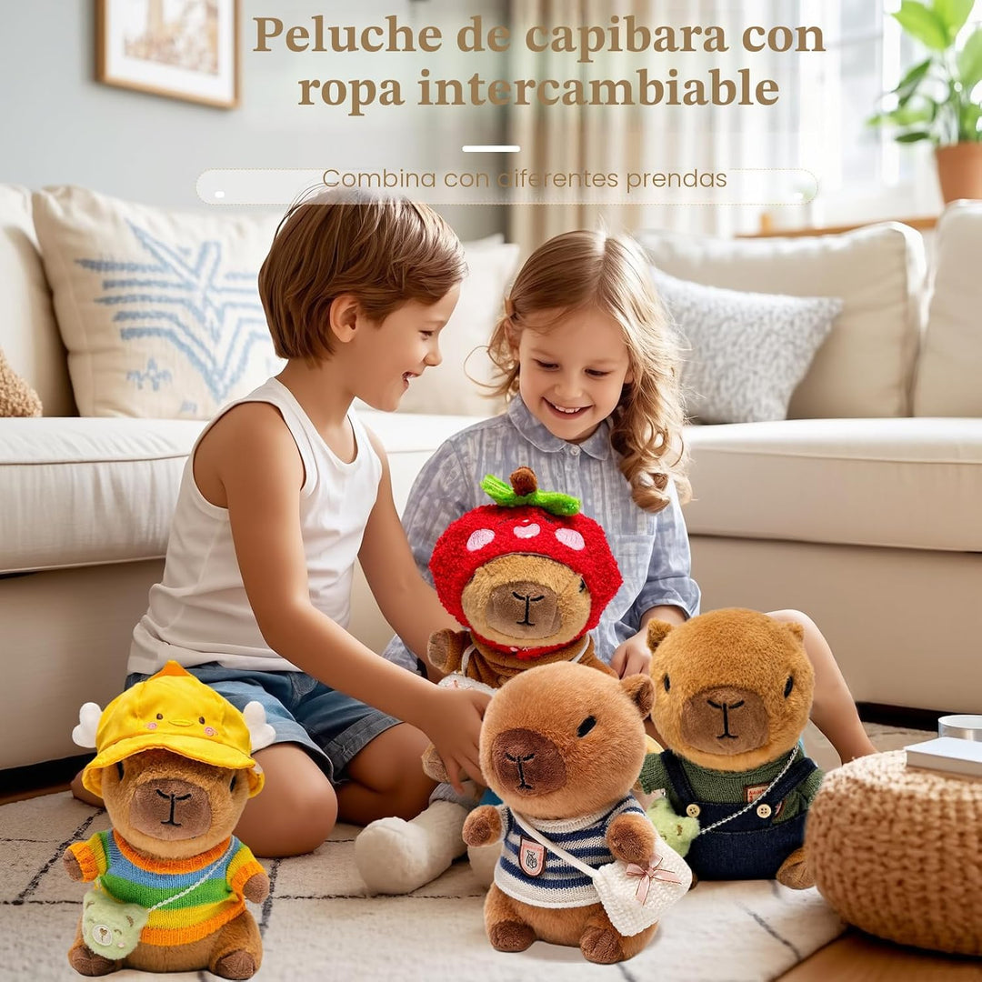 TITQWOP Peluche Capybara marrón de 10.2 pulgadas con 9 prendas y ac...