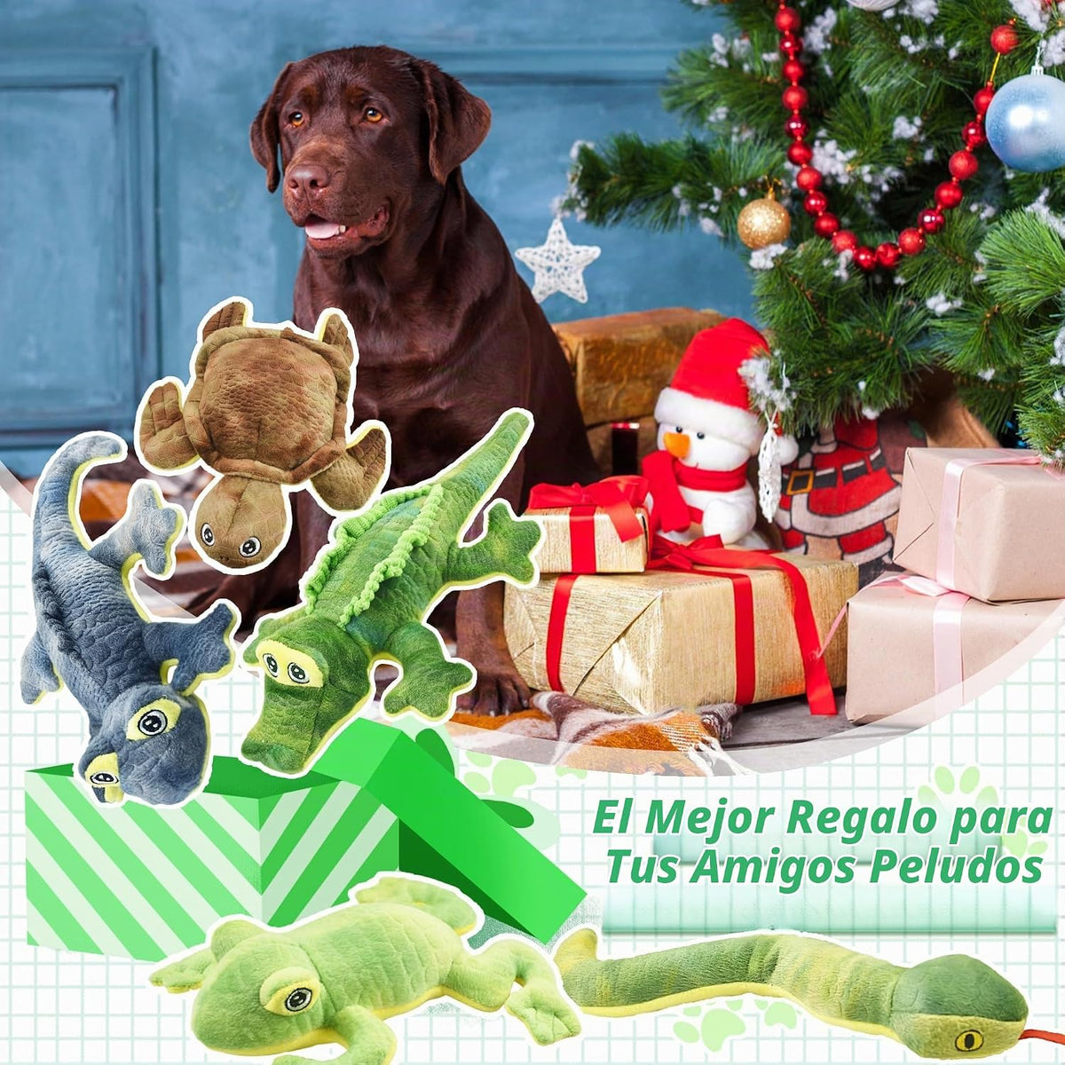 LECHONG Juguetes de Animales de Peluche para Perros, Paquete de 5 Juguetes Resistentes con Sonido para Perros, Surtido de Juguetes de Peluche, Paquete de Juguetes para Mascotas de Gran Valor, Serie