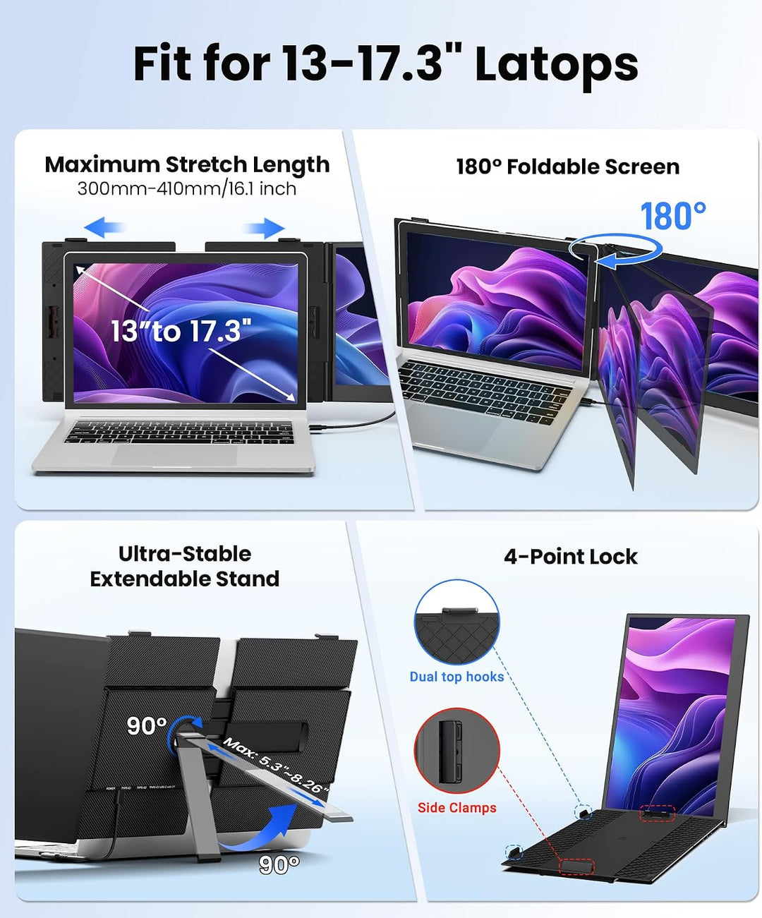 Orfibz Extensor de pantalla para computadora portátil de 14", monit...