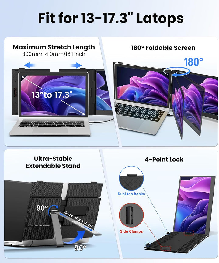 Orfibz Extensor de pantalla para computadora portátil de 14", monit...