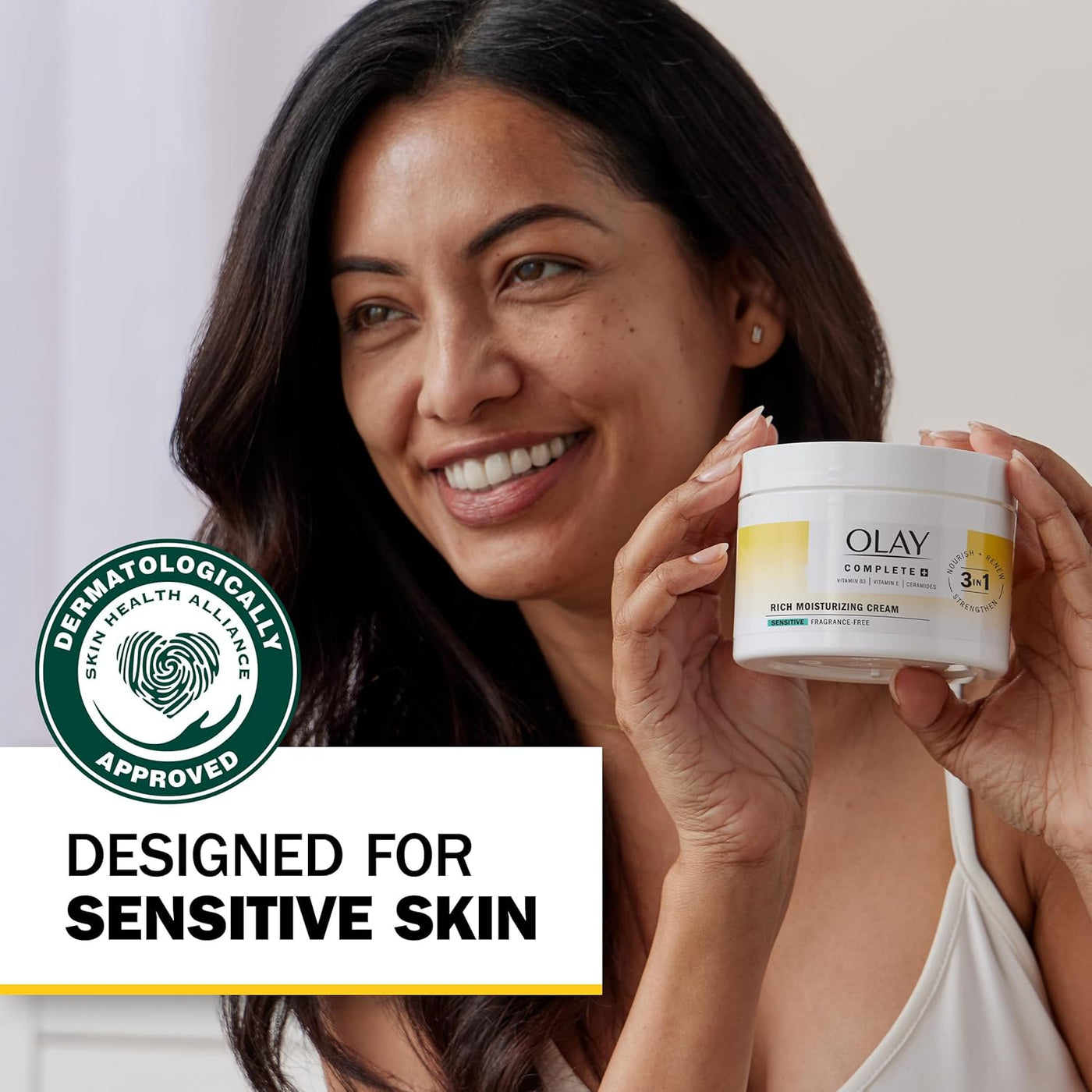 Olay Hidratante facial, crema hidratante completa + rica sin fragan...