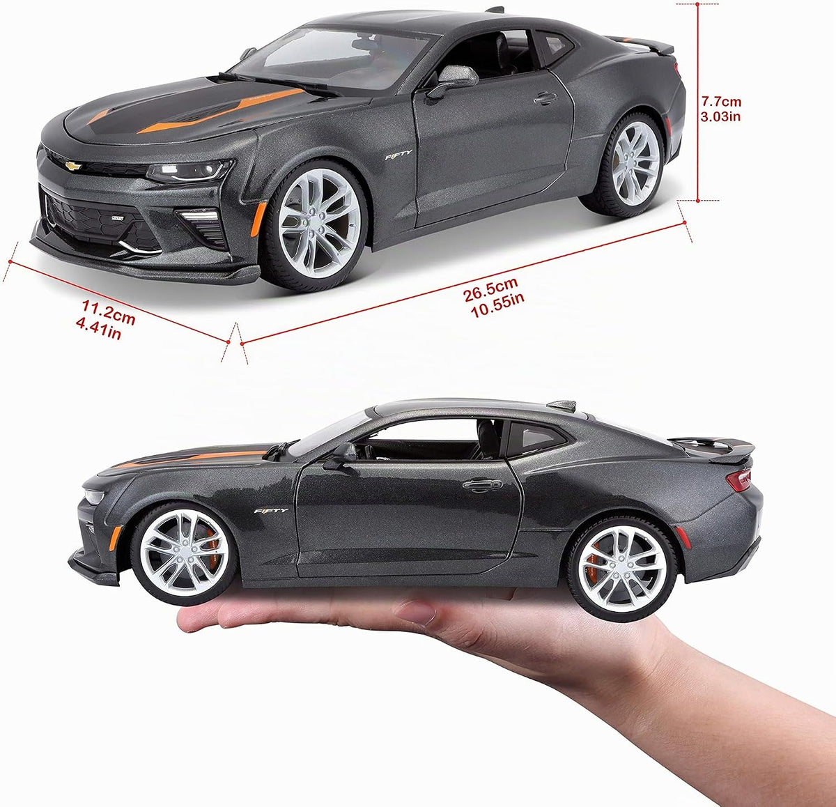Maisto 1:18 SE 2017 Chevrolet Camaro del 50.º aniversario (Gris metálico)