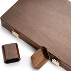 Juegos de backgammon de nogal natural prémium de 14.5 pulgadas para adultos, 30 damas de madera, 2 tazas de dados de nogal y 5 dados de madera, juego clásico de mesa de estrategia para dos