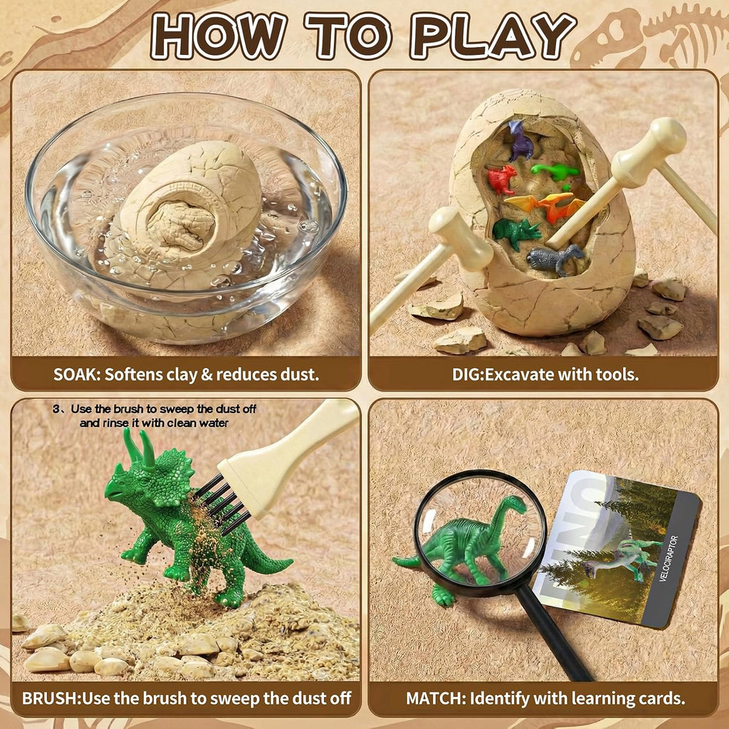 Uregoio 36 Kit único de excavación de dinosaurios con herramientas y