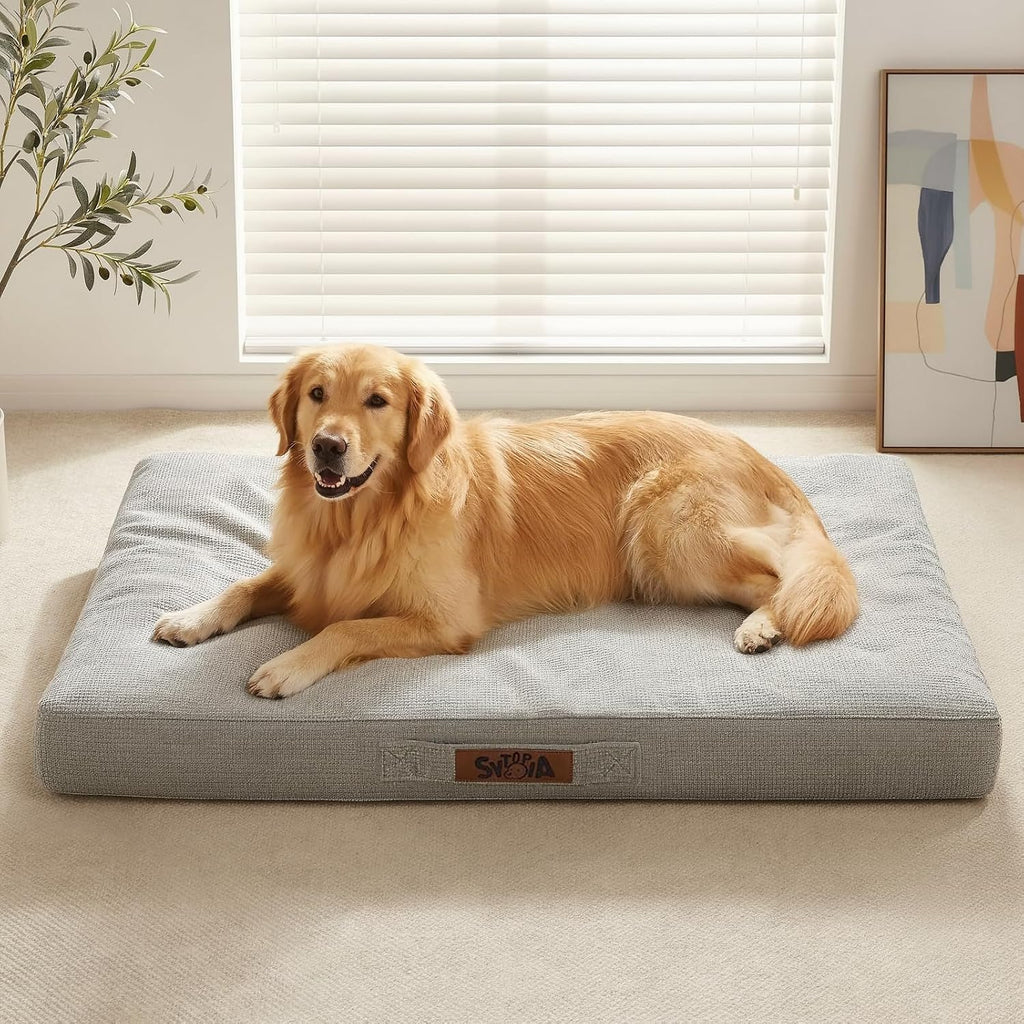 Cama para perro indestructible de 42 pulgadas XL, ortopédica impermeable a prueba de mordidas, almohadilla para perro resistente a las masticaciones, capacidad de 90 libras para perros