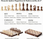 A&A - Caja de ajedrez y damas de madera plegable de 15 pulgadas