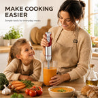 MegaWise Juego de batidora de mano 3 en 1 con control de velocidad variable, licuadora de inmersión de 400W - Incluye batidor, espumador de leche, picador y vaso medidor para batidos, sopas y