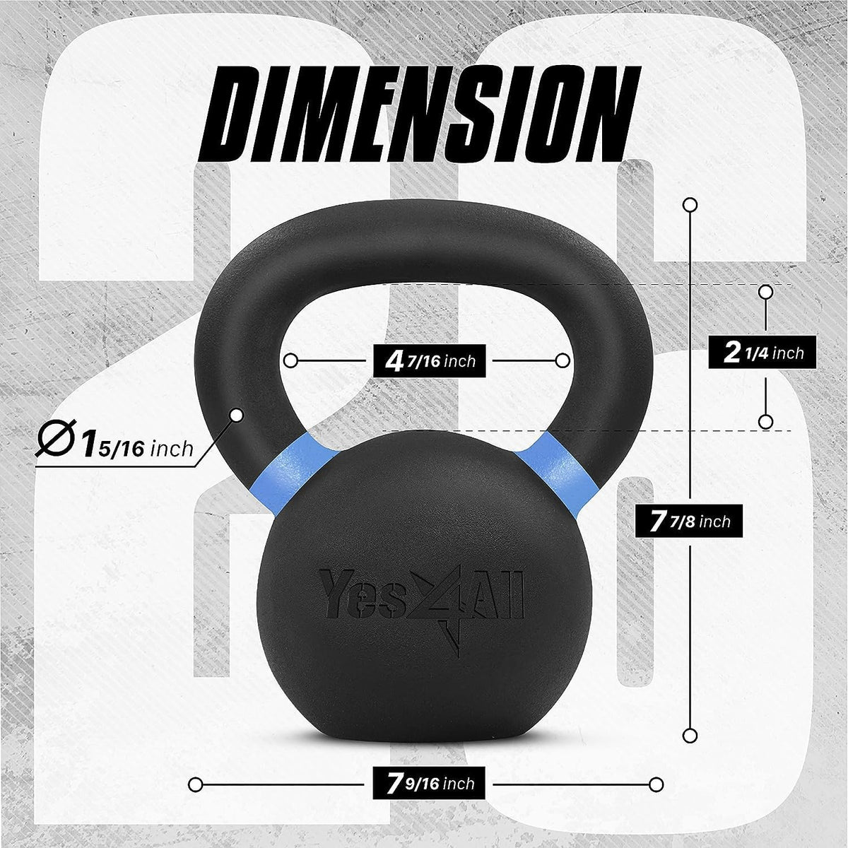 Yes4All Kettlebell recubierta en polvo, pesas de hierro fundido de 9-88 lb