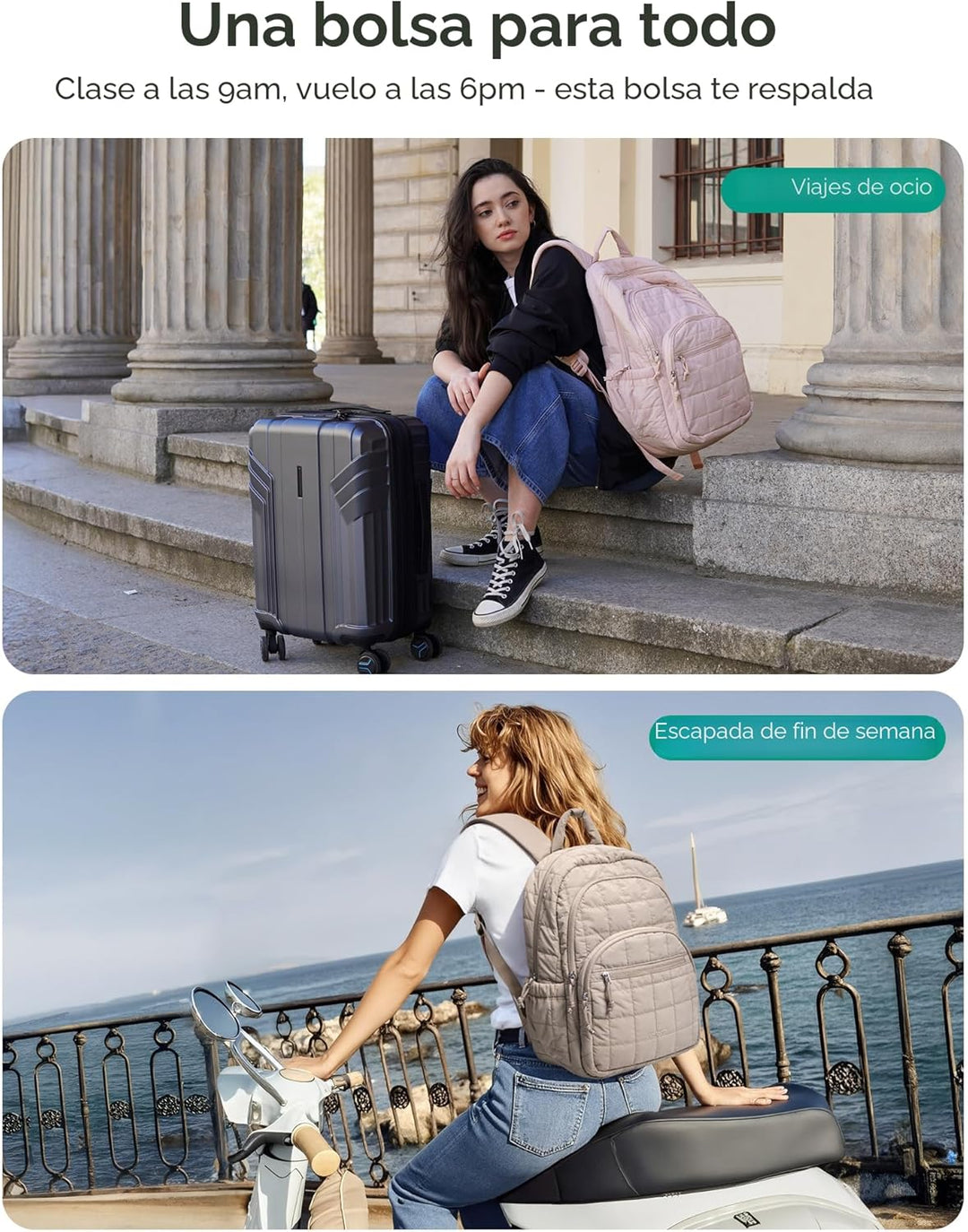 BAGSMART Mochila universitaria para laptop, mochila de viaje para m...