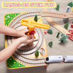 Juego de trenes de madera de 78 piezas para niños pequeños - Kits de vías