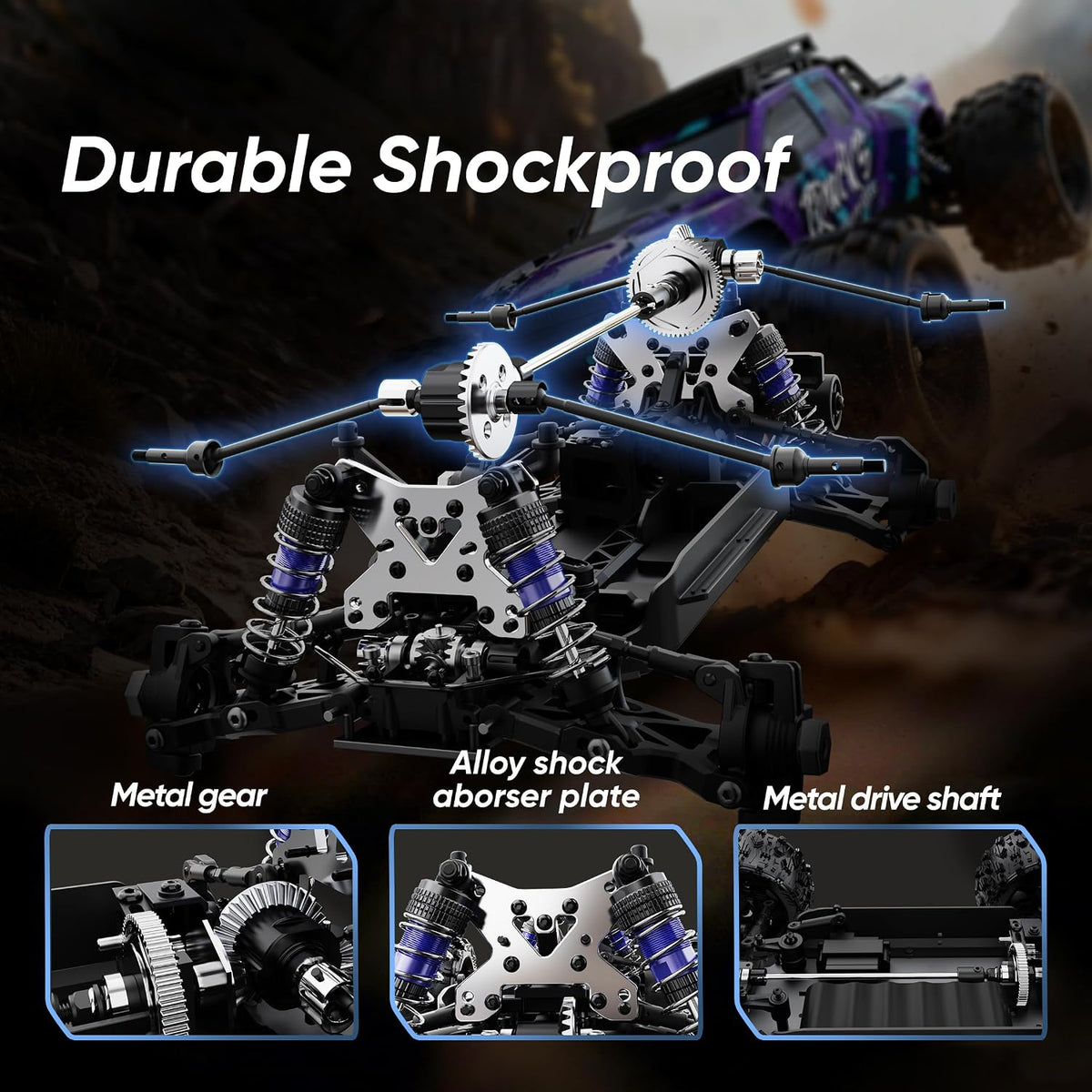 1/14 RC Cars 50 KPH 4WD Camión Offroad con 25W Cargador Rápido 3S