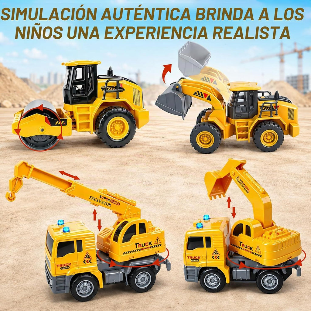 4 Piezas Vehículos de Construcción para Niños Niñas Toddlers 3-5