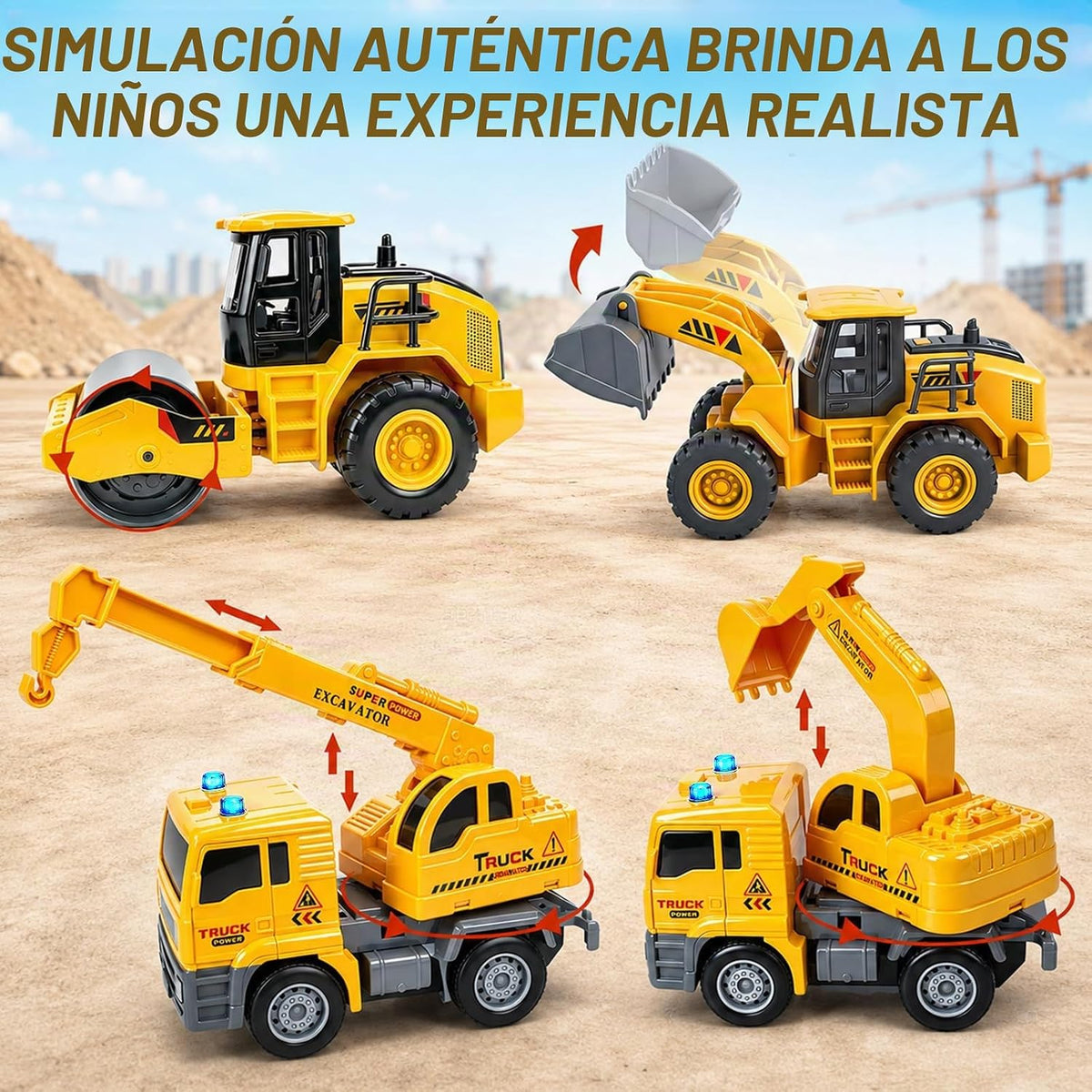 4 Piezas Vehículos de Construcción para Niños Niñas Toddlers 3-5