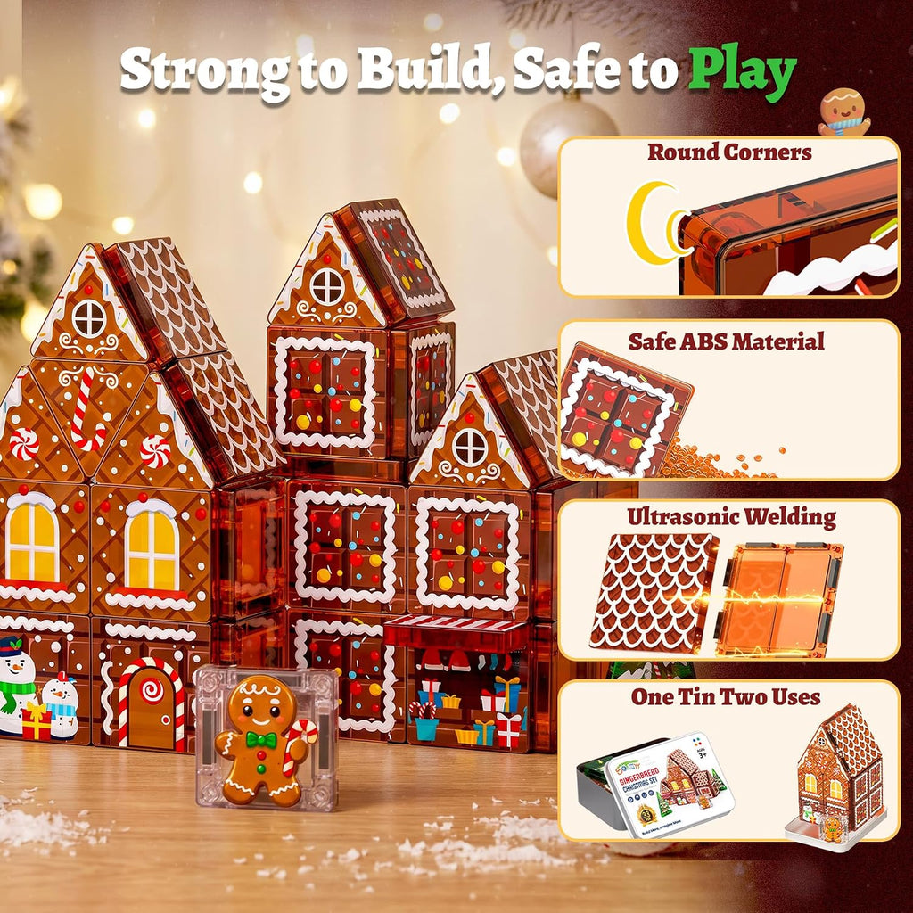 Kit de casa de pan de jengibre, azulejos magnéticos para niños de 4 a 8