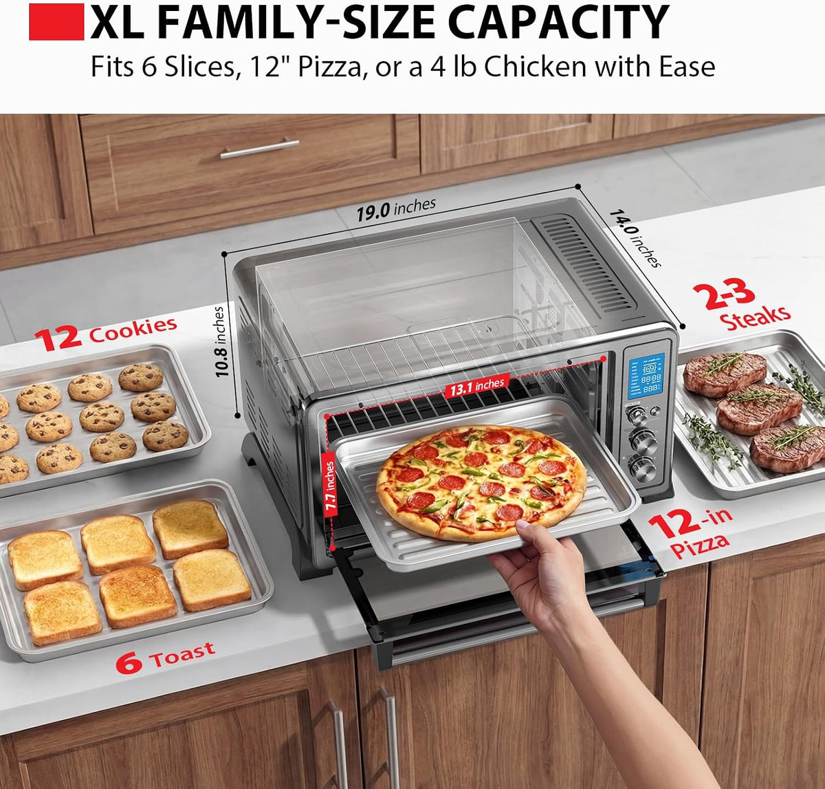 TOSHIBA Horno tostador de convección 10 en 1, horno de encimera de 6