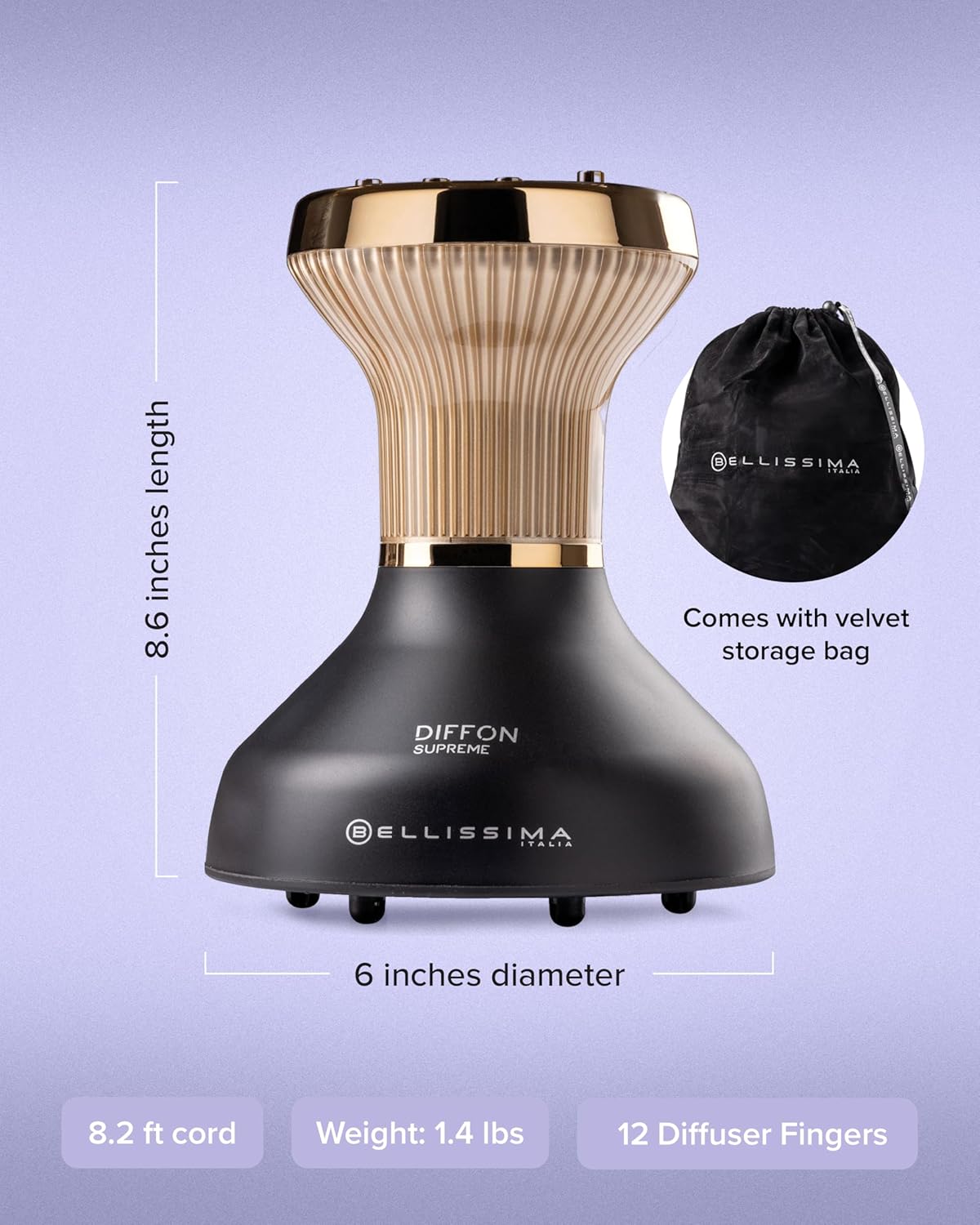Bellissima Diffon Supreme Difusor y Secador de Pelo para Cabello Ri...