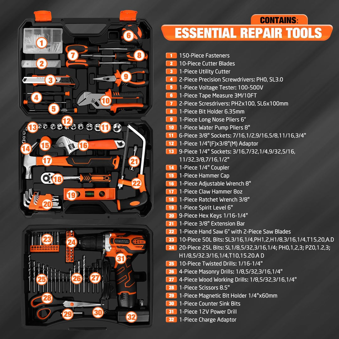 Juego de herramientas de 255 piezas \u2013 Kit de herramientas con...