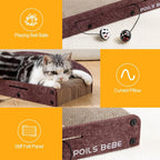 Rascador de sofá de 26 pulgadas, cartón pequeño para gatos con bolas de campana, tumbona duradera para gatos de interior, protector de muebles de arañazos para gatos con hierba gatera