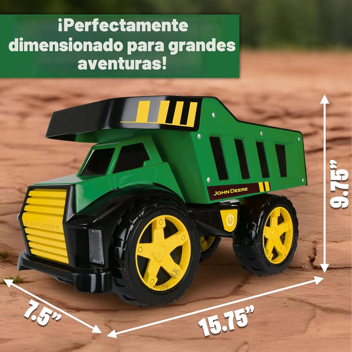 John Deere Camión volquete de acero de 16 pulgadas, luces y sonidos...