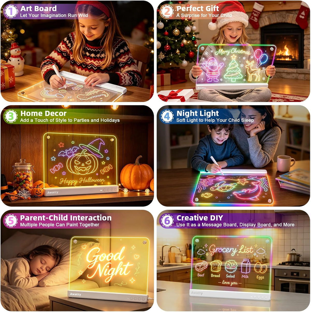 Puerta de dibujo LED de 16 pulgadas, regalos de juguetes para niños