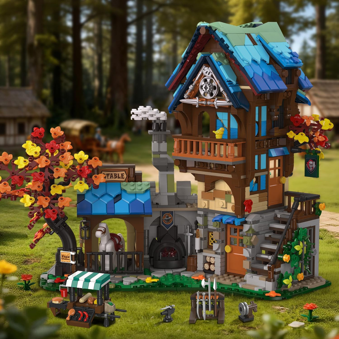 Juego de construcción medieval para adultos arquitectura